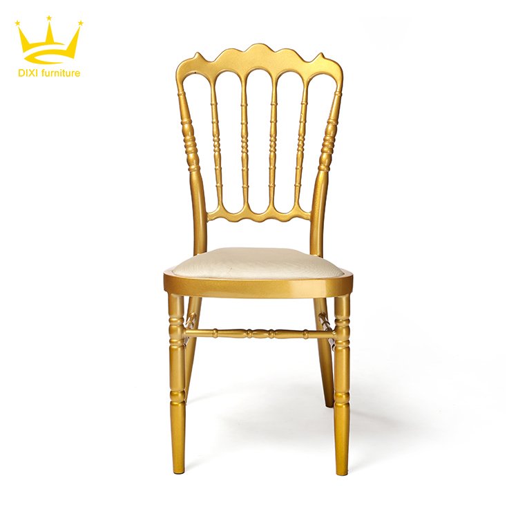 Wholesale Modern Golden Napoleon Chair Stackable Mental Banquet Wedding Chair for Dining Hotel Outdoor Use