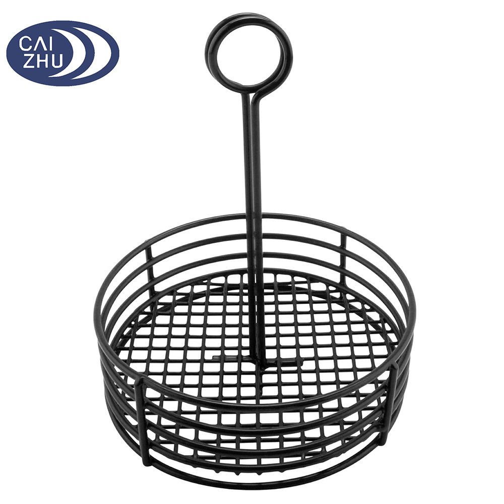 Wholesale Black Powder-Coated Metal - 7 1/2"Dia x 9 1/2"H Condiment Caddy Organizer Holder Spice Storage Racks