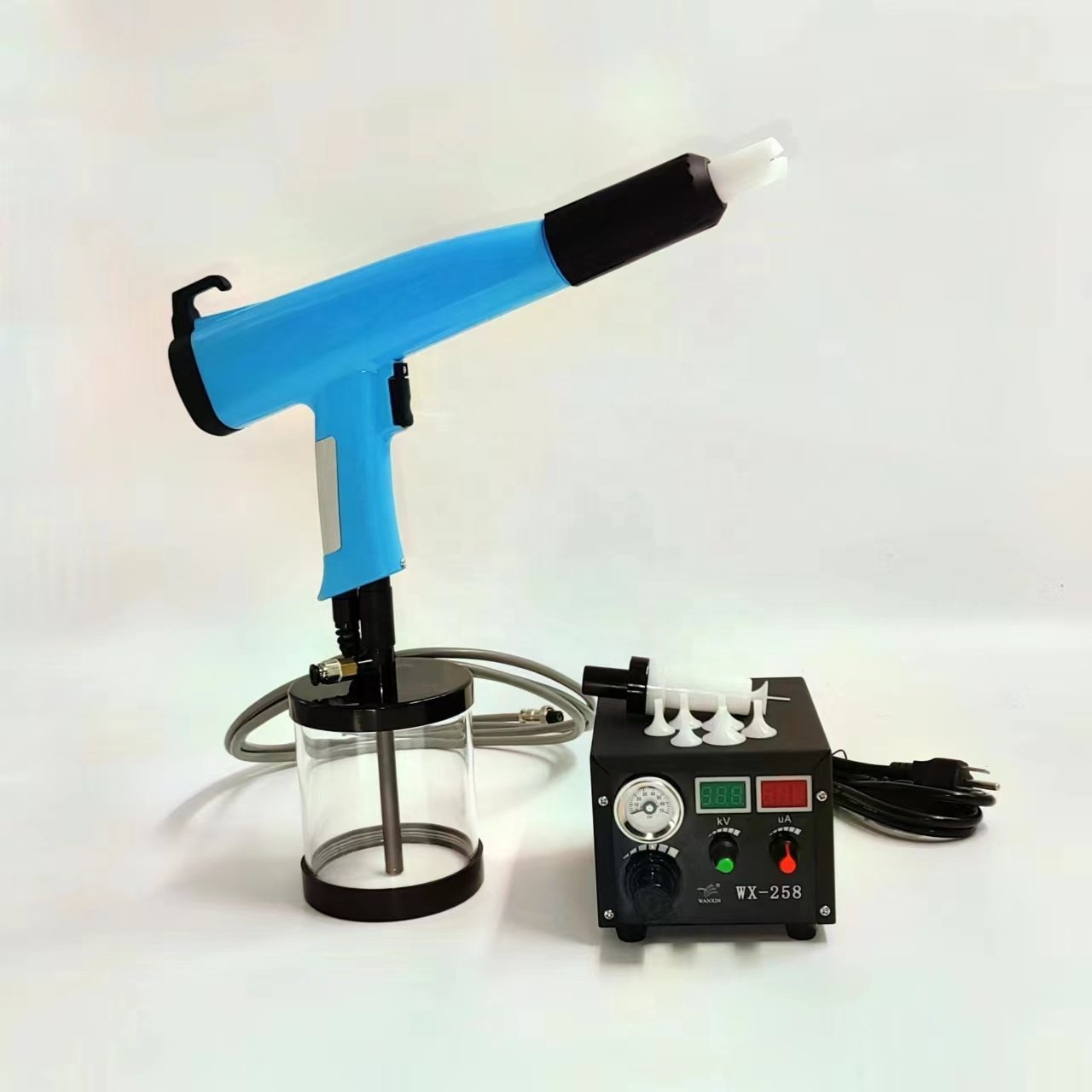 WX-258 Powder Spray system Portable Powder Coating Machine with Gun, Powder Coating Application Device