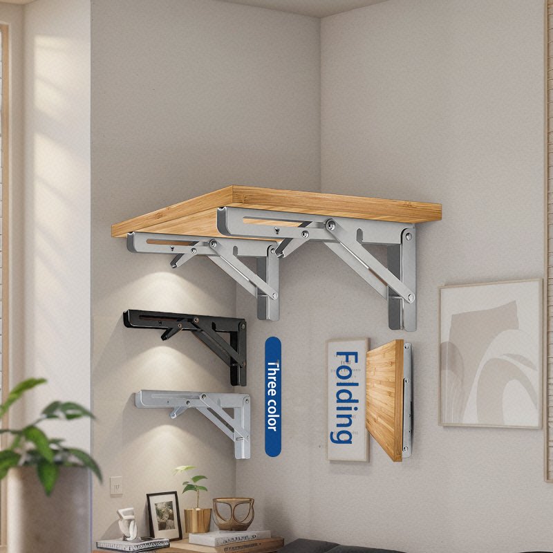 GQK Wholesale Furniture Hardware Custom Floating Stainless Steel L Corner Bracket Mounting Folding Shelf Wall Brackets