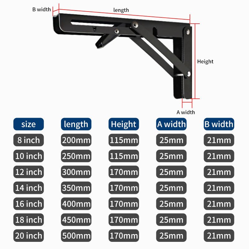 GQK Wholesale Furniture Hardware Custom Floating Stainless Steel L Corner Bracket Mounting Folding Shelf Wall Brackets