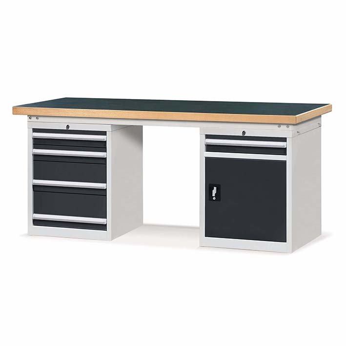 E210061-18 High strength multifunctional all welded 2 drawers bearing 1000KG all-steel workbench for workshop