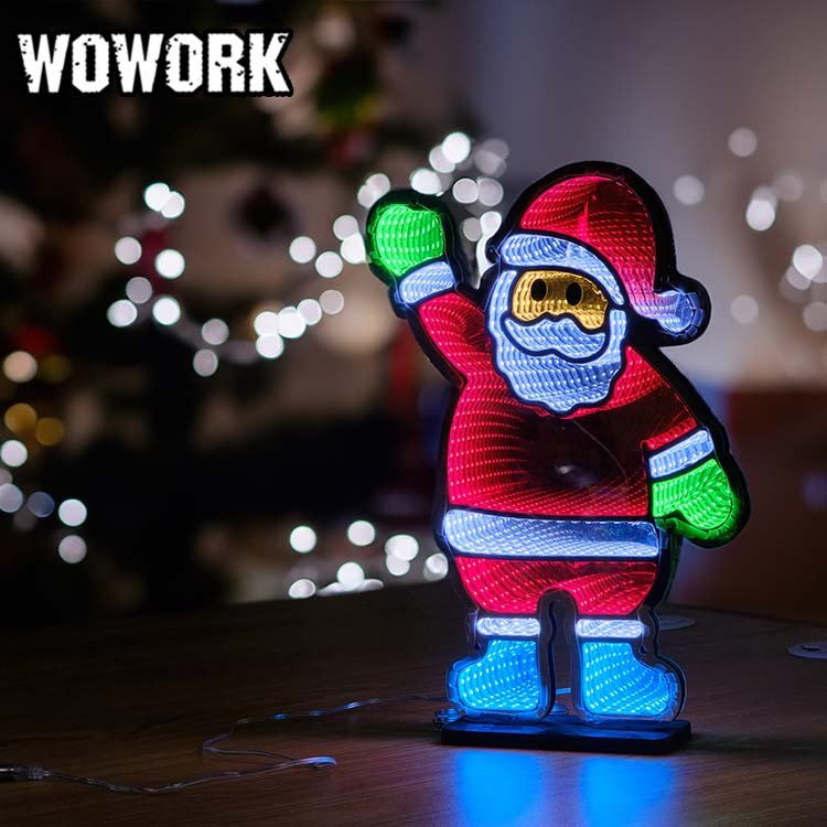 2024 WOWORK restaurants christmas tree infinity mirror abyss lights with 5v battery driven for xmas decoration