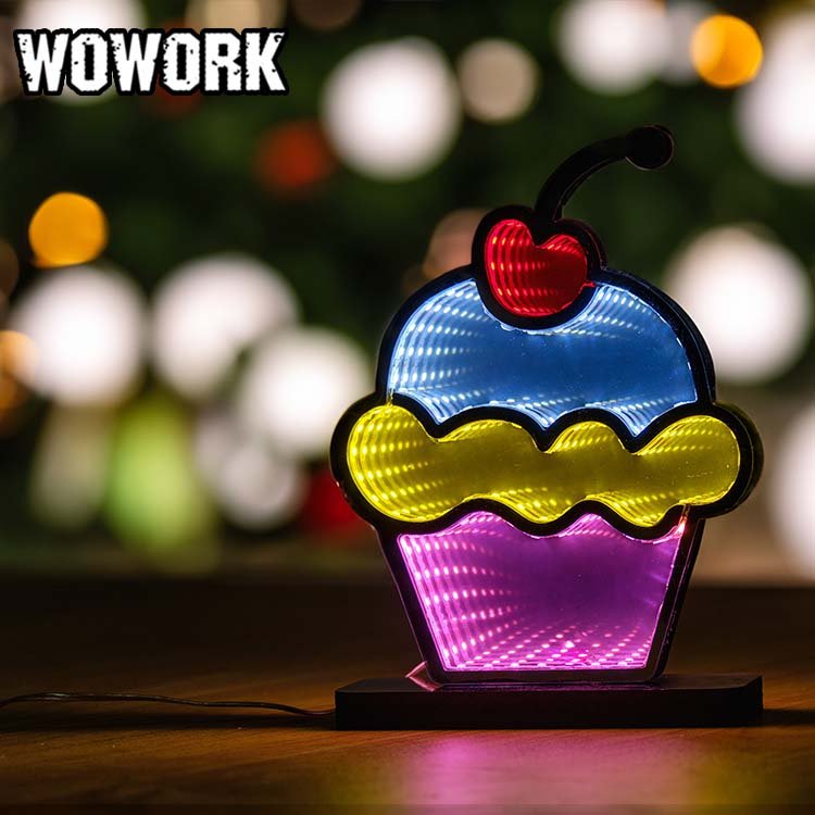 2024 WOWORK restaurants christmas tree infinity mirror abyss lights with 5v battery driven for xmas decoration