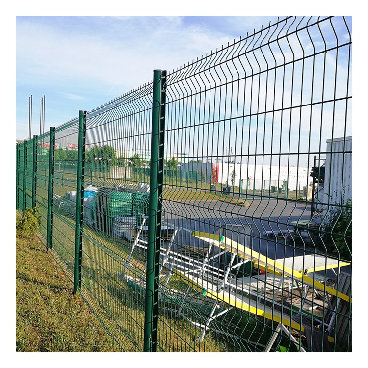 Green vinyl coated 3d curved wire mesh fence 3d V fold bending wire mesh fence for garden