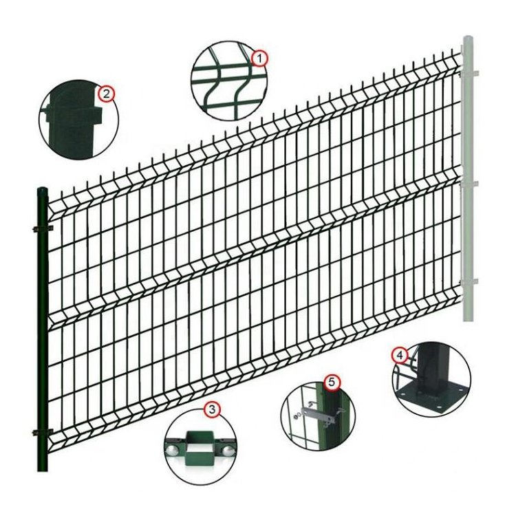 Green vinyl coated 3d curved wire mesh fence 3d V fold bending wire mesh fence for garden