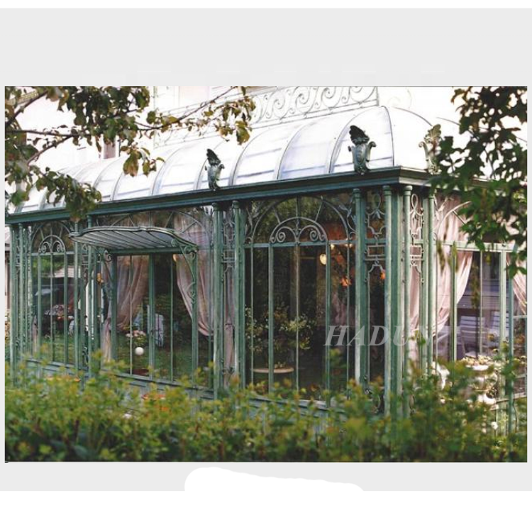 Wrought iron garden gazebo pavilion in Germany large greenhouse for sale