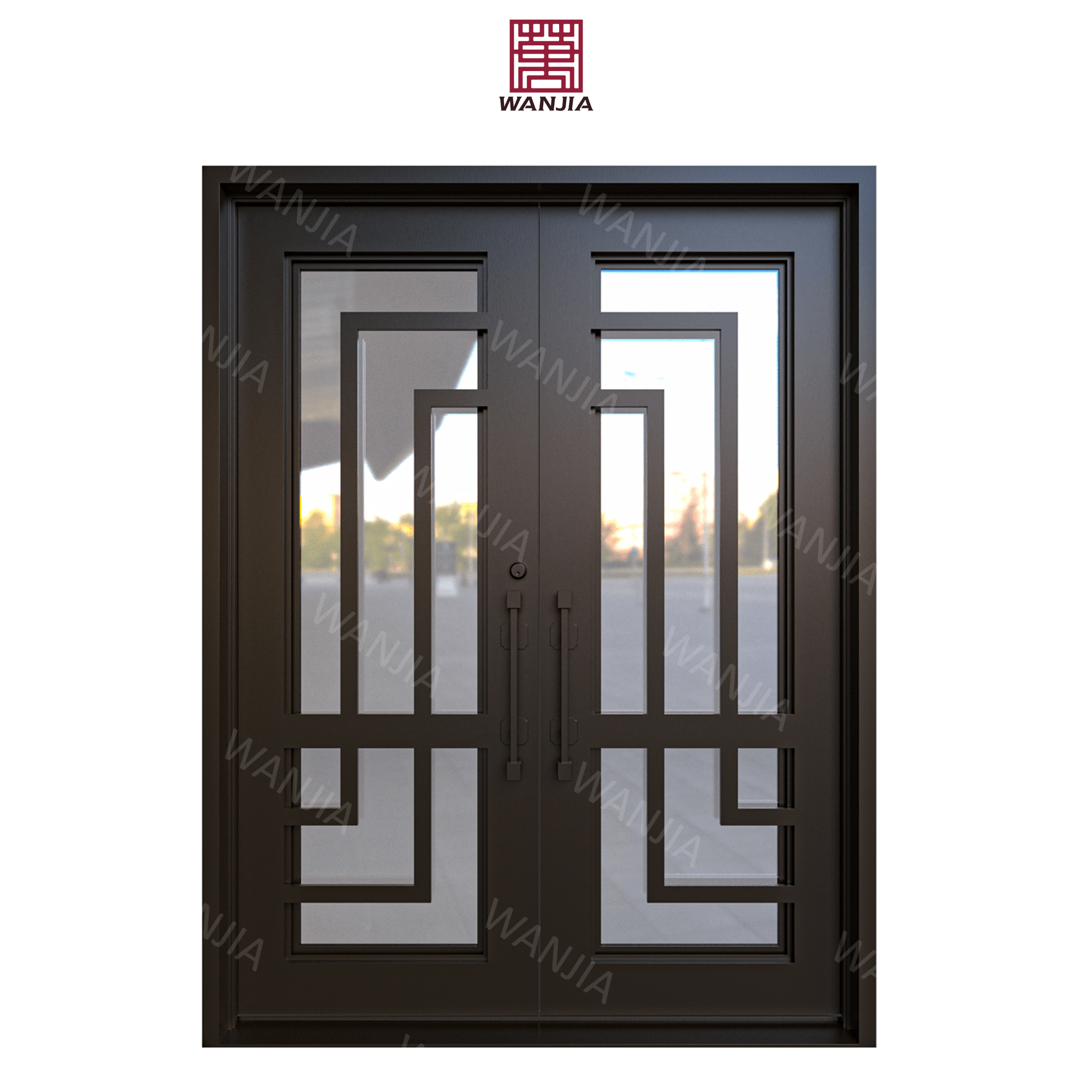 Eco friendly exterior entrance door Integrity supplier anti rust wrought iron door for houses french front doors