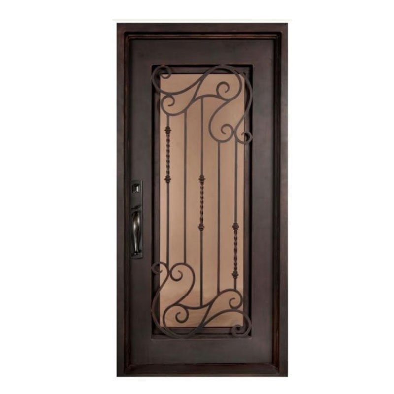 Factory price 36"x 82" Wrought steel iron security arch door design for Home Entry Door