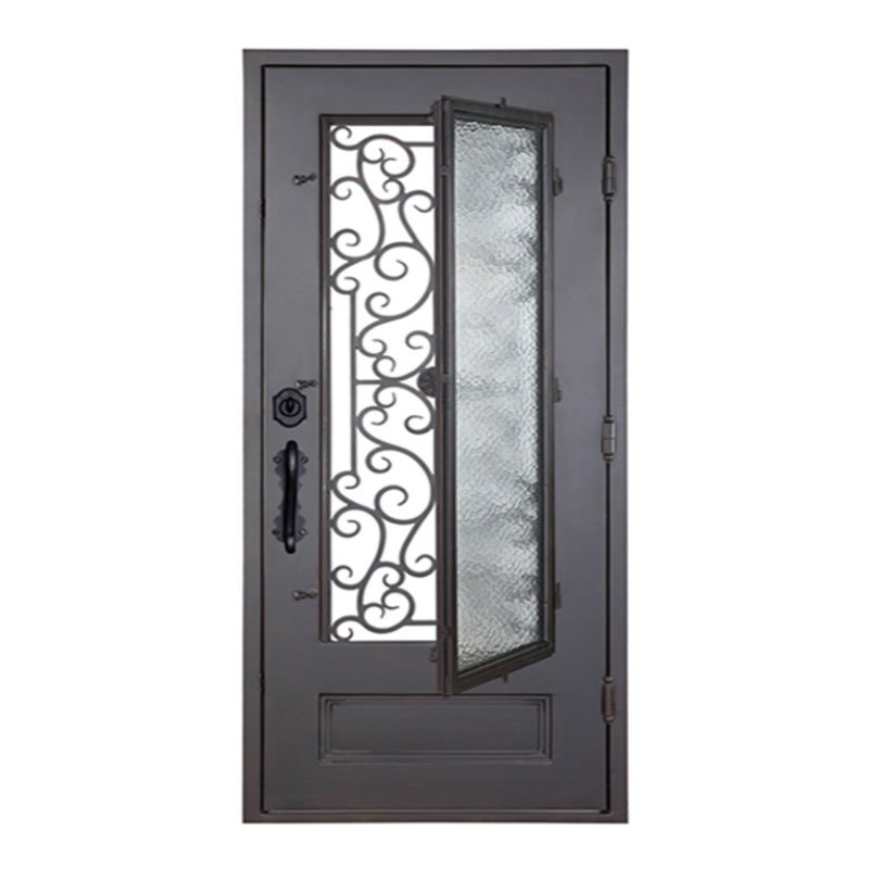 Factory price 36"x 82" Wrought steel iron security arch door design for Home Entry Door