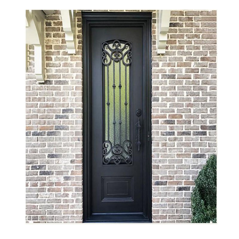 Factory price 36"x 82" Wrought steel iron security arch door design for Home Entry Door