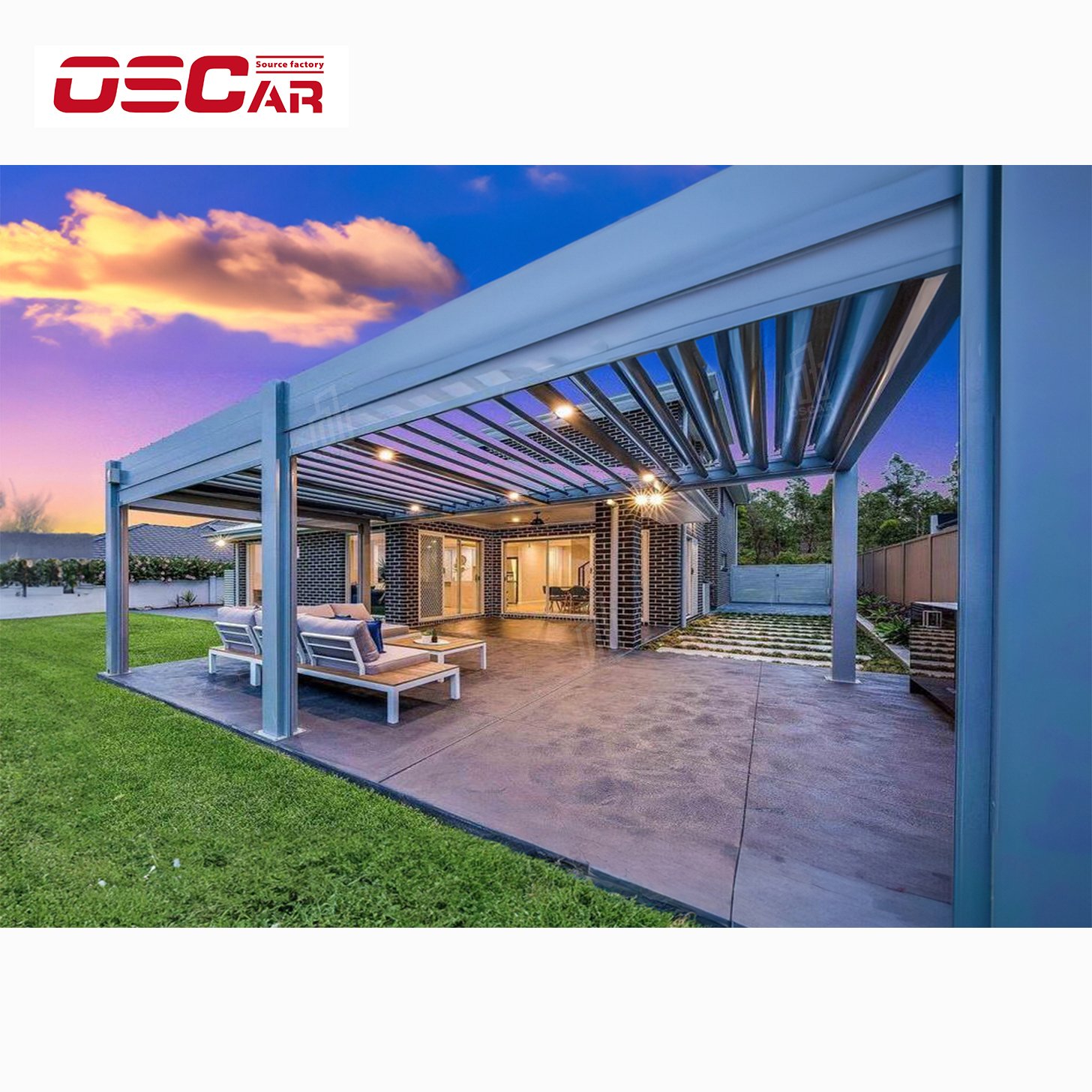 Install Easily Outdoor Waterproof Aluminum Pergola Motorized Roof Retractable Adjustable Louvered Roof Bioclimatic Pergola