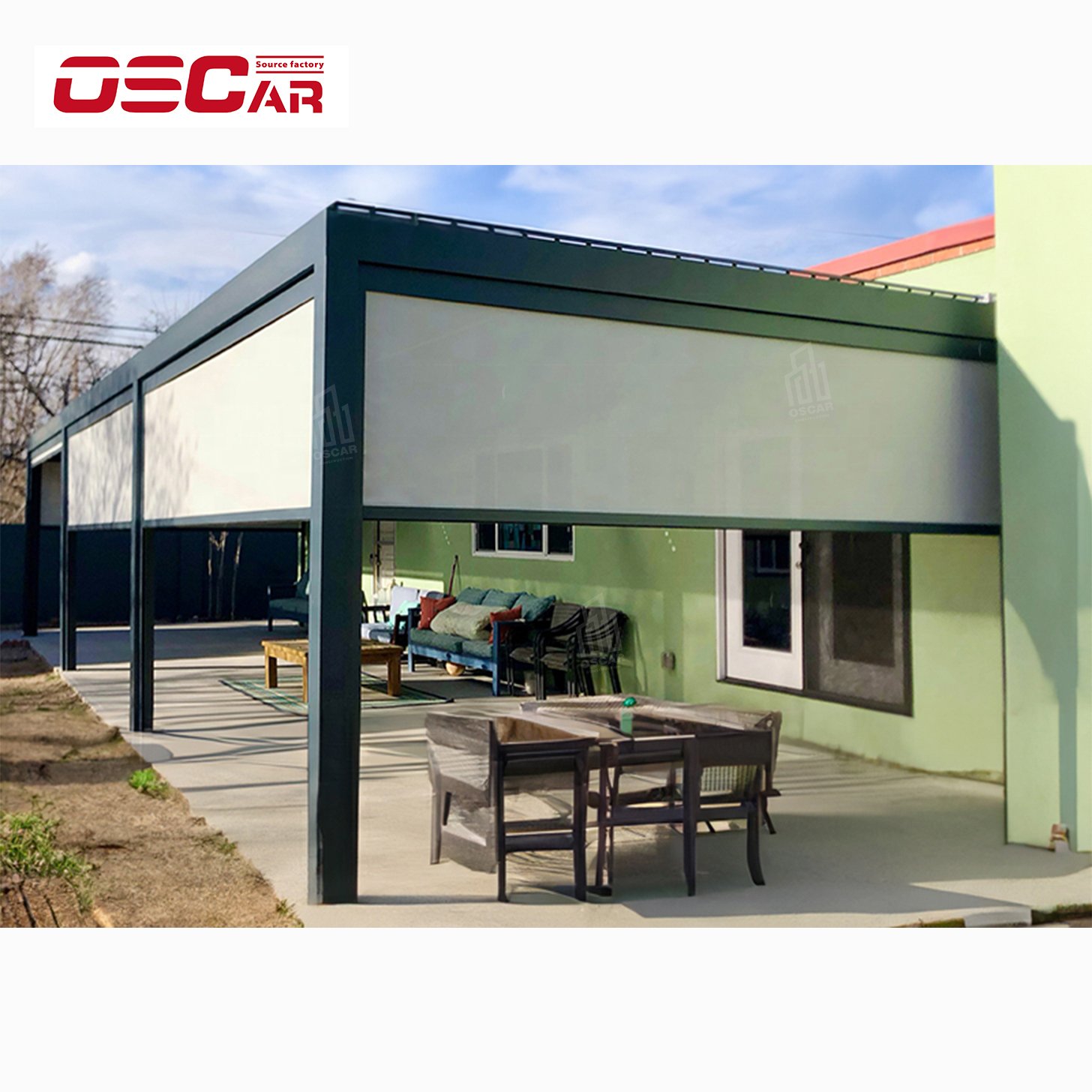 Install Easily Outdoor Waterproof Aluminum Pergola Motorized Roof Retractable Adjustable Louvered Roof Bioclimatic Pergola