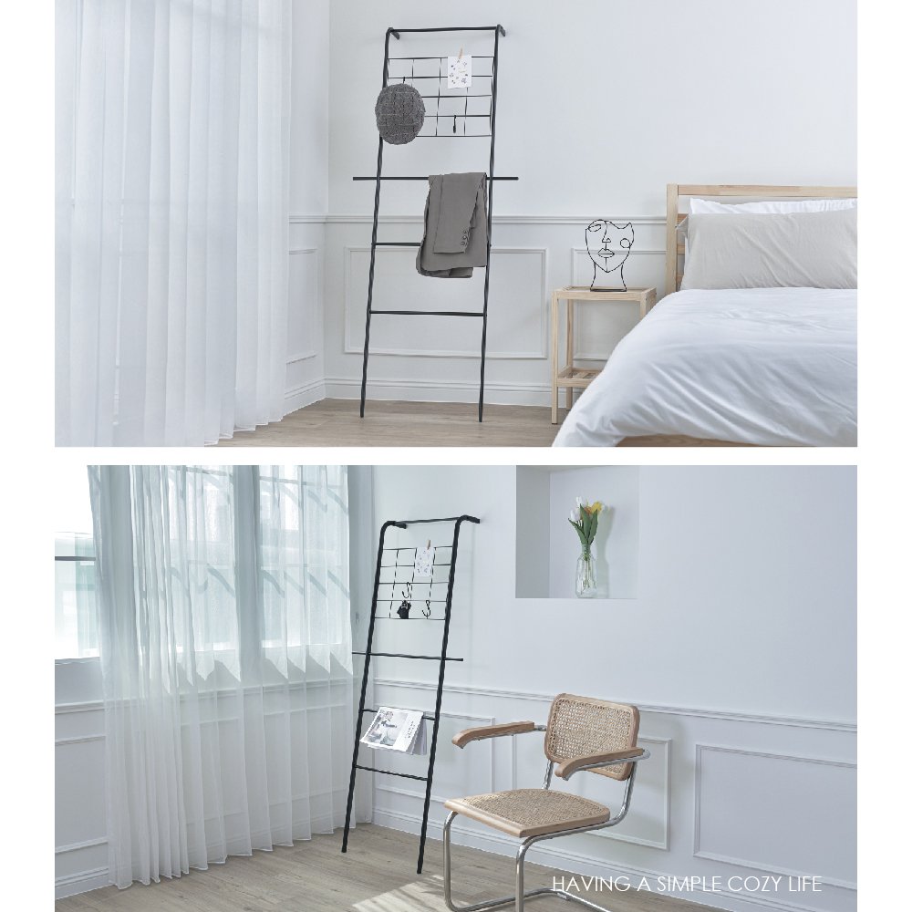 Home storage black portable new bathroom wire ladder Wall leaning towel rack