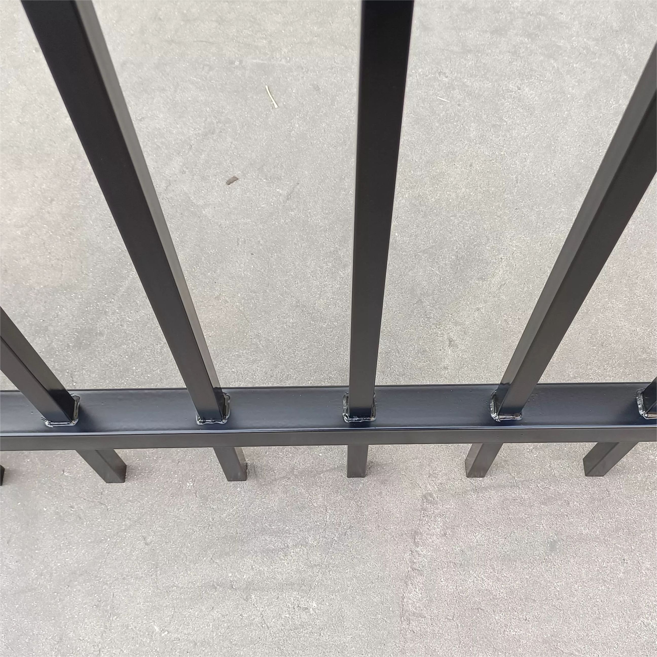 Best price steel picket fence new design wrought iron metal fence flat top black powder coated steel fence panel for selling
