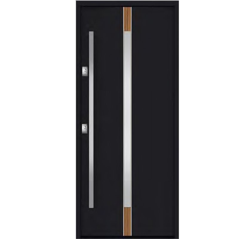 Factory Customized European Simple Style Professional Black Primer Panel Metal Entry Door Steel Exterior Door for Hotel House