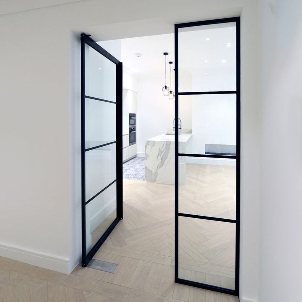 Popular Wrought Iron Entrance Door, Steel Windows Frame Double Glass Door