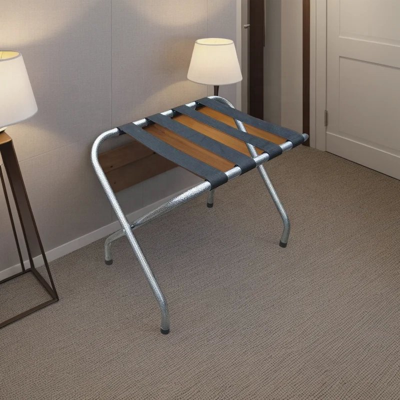 H021 Durable Metal Steel Folding Luggage Racks Powder Coated Stand for Guest Bedroom Hospitality Supply Hotel Furniture