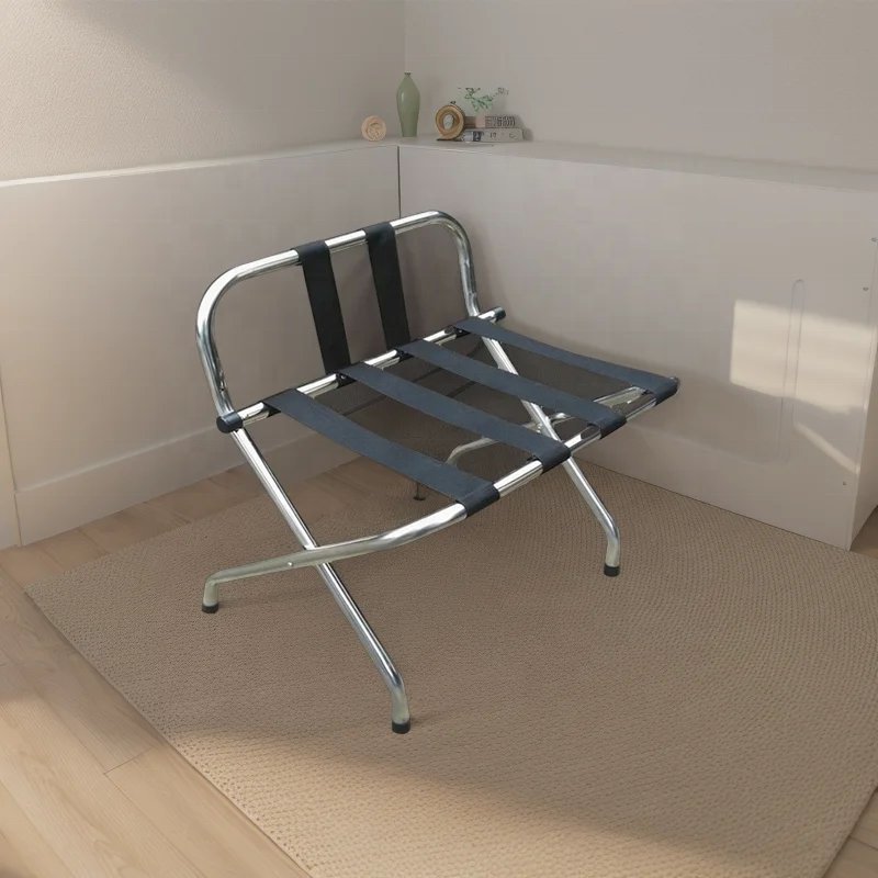 H021 Durable Metal Steel Folding Luggage Racks Powder Coated Stand for Guest Bedroom Hospitality Supply Hotel Furniture
