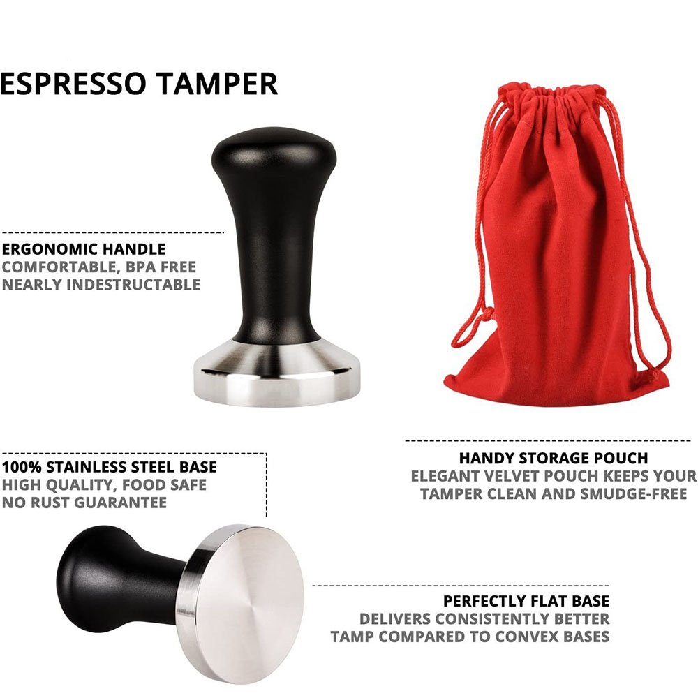 Espresso Tamper Premium Barista Coffee Tamper with 100% Flat Stainless Steel Espresso Press Tamper