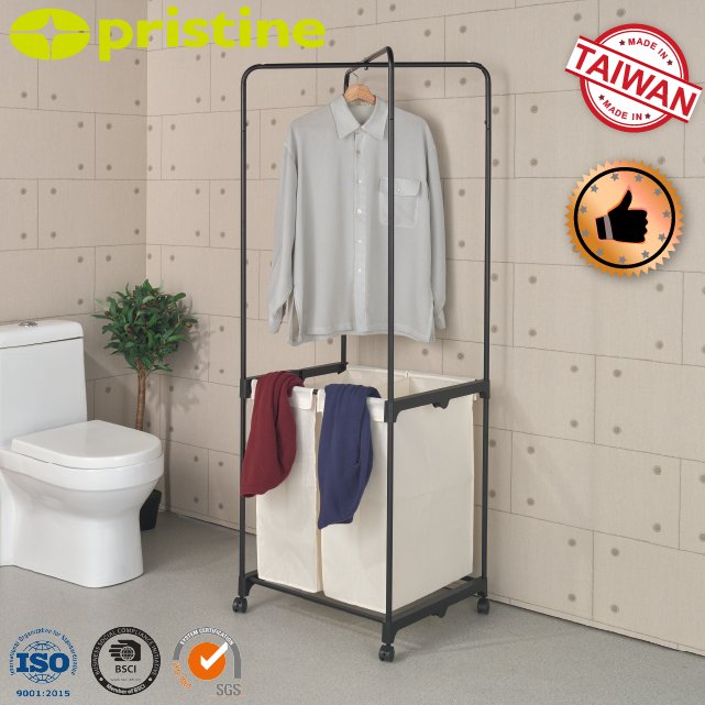 best SALE wholesale MIT Taiwan household storage Manufacturer new Laundry Products metal laundry basket cart with hangers