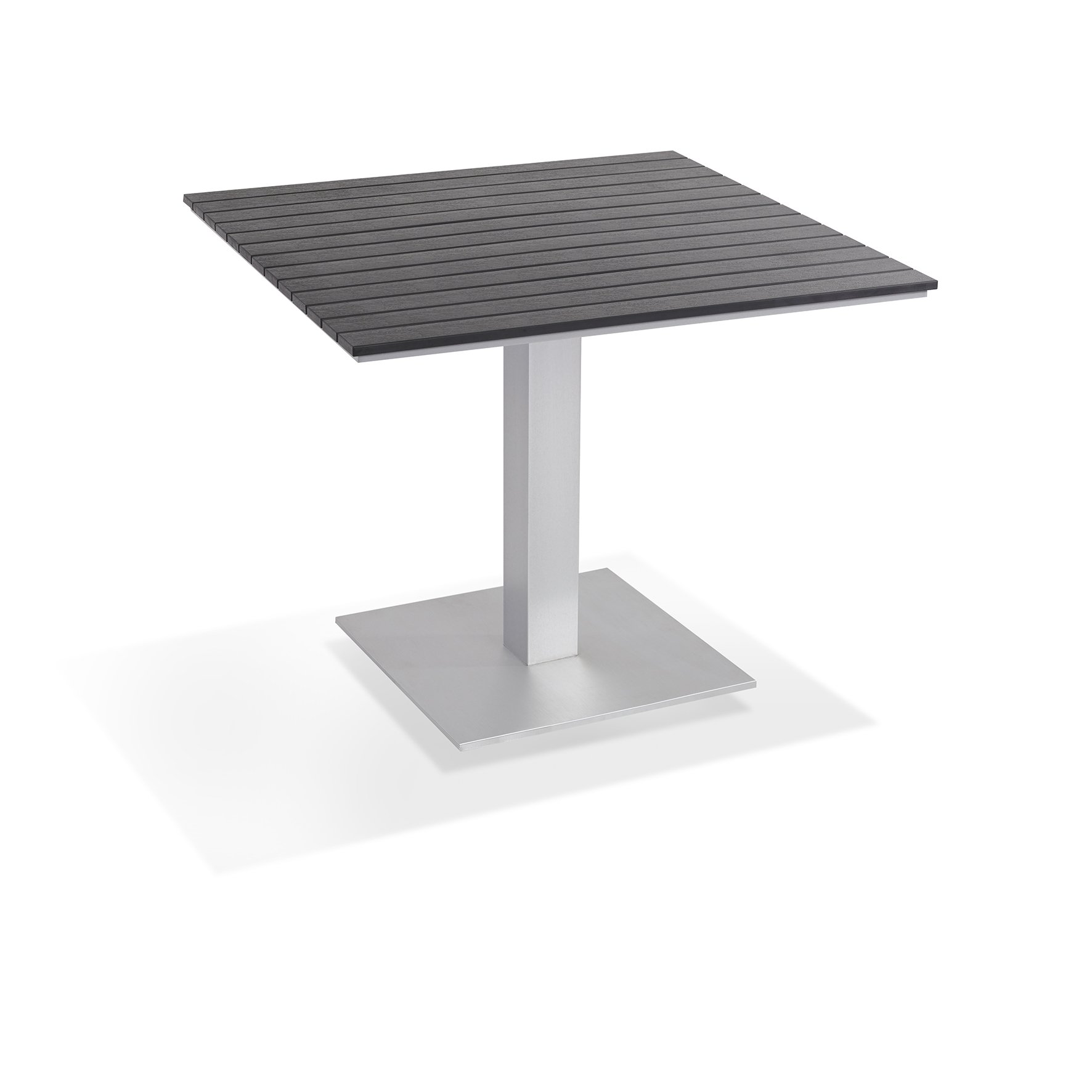 Heavy Iron Square Metal HPL Table for Outdoor Indoor Use Bistro Restaurant Dining Table with Solid Pedestal for Coffee Shops