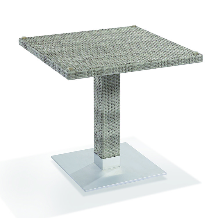 Heavy Iron Square Metal HPL Table for Outdoor Indoor Use Bistro Restaurant Dining Table with Solid Pedestal for Coffee Shops