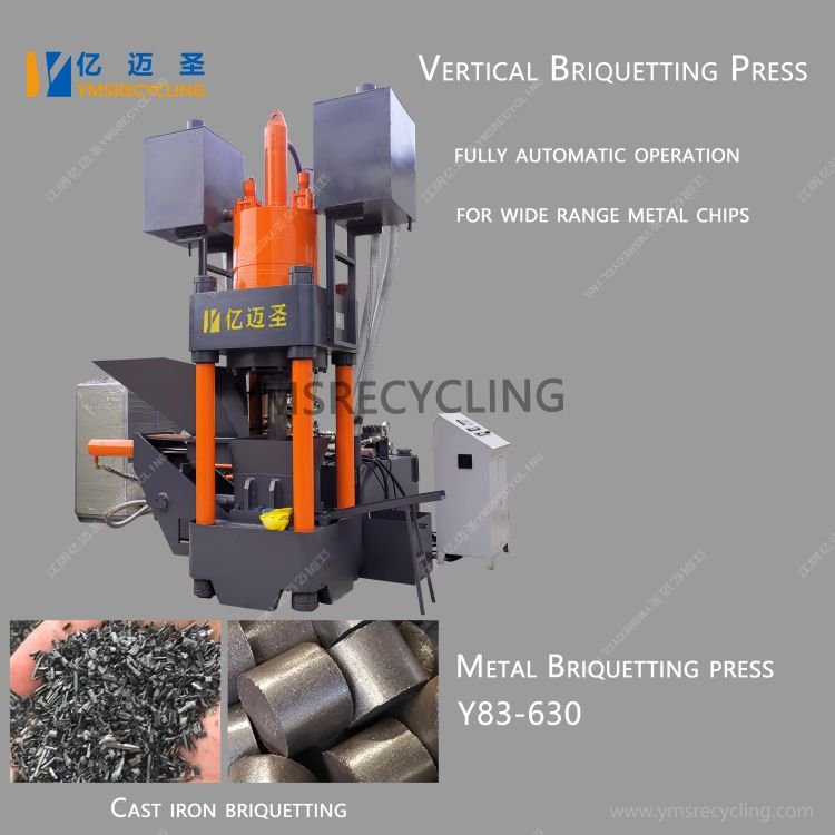 Vertical Y83-630 Hydraulic Briquetting machine for iron chips briquetting press