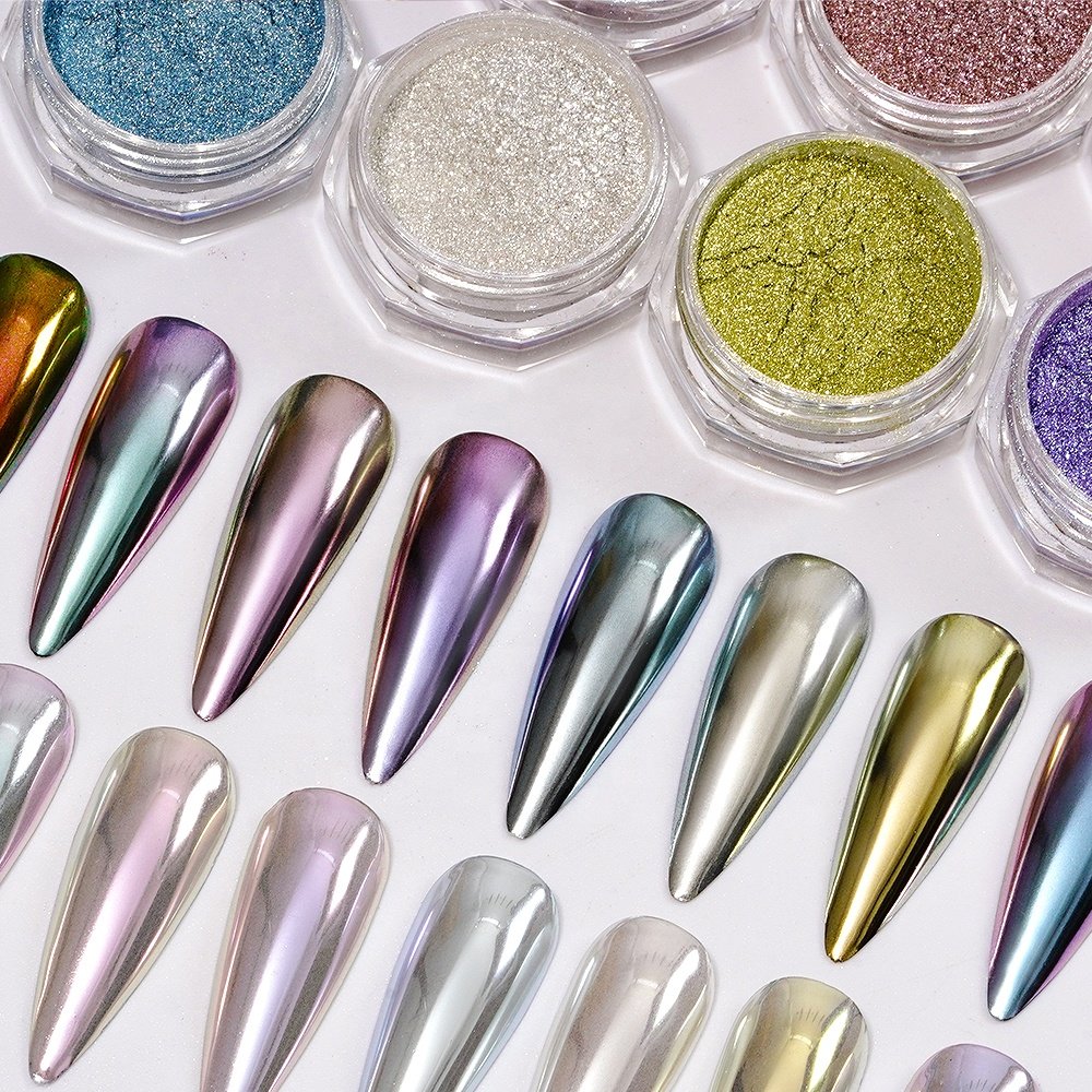 2024 NEW Hot Selling Moonlight Aurora Chrome Powder Mirror Effect Rub Nail Art Powder