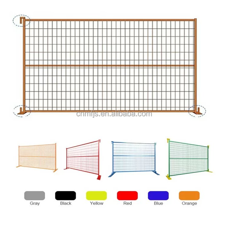 Mobile portable iron security fencing canada metal temp fence 6x9.5ft temporary fence panels for construction site