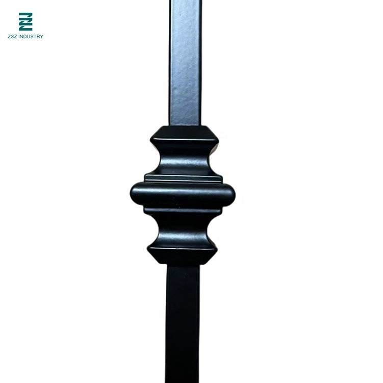 New Design 1/2" 36" Length Matt Black Square Landing Double Knuckle Wrought Iron Baluster Solid Metal Stair Spindle