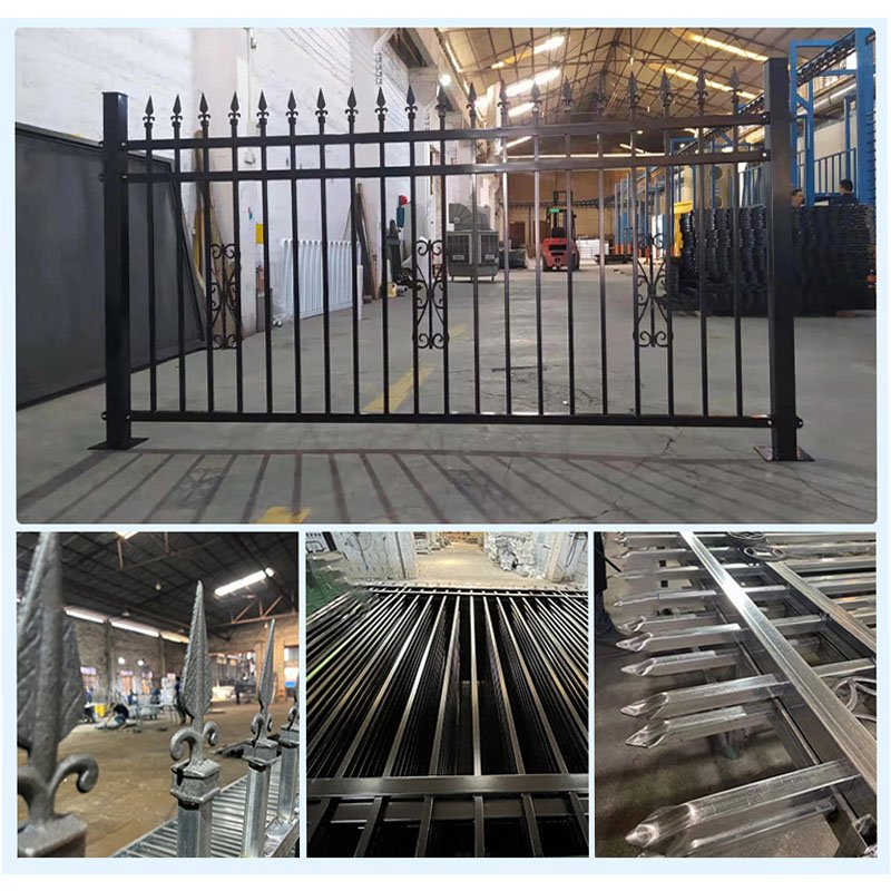 Manufacturers Galvanized Steel Metal Iron Powder Coating Garden Fence Non Welded Easy to install Heavy Duty villa gates