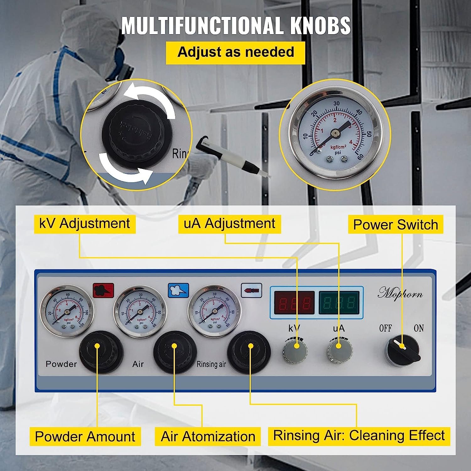 SMET 50W 45L Electrostatic Powder Coating Machine with Spraying Gun Paint 450g Per MinutePowder Coating System (50W 45L)