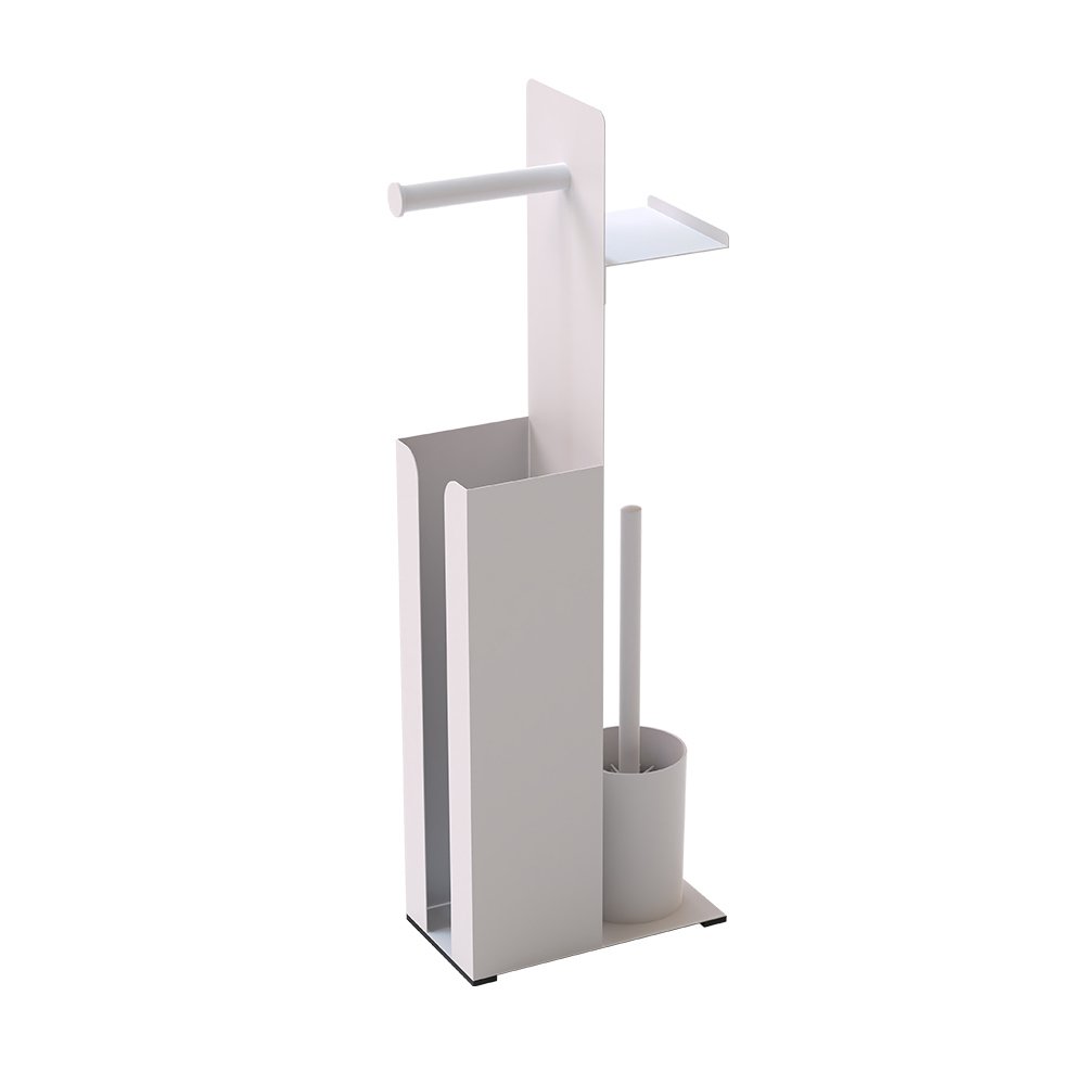 New design iron powder coating toilet roll paper holder with toilet brush