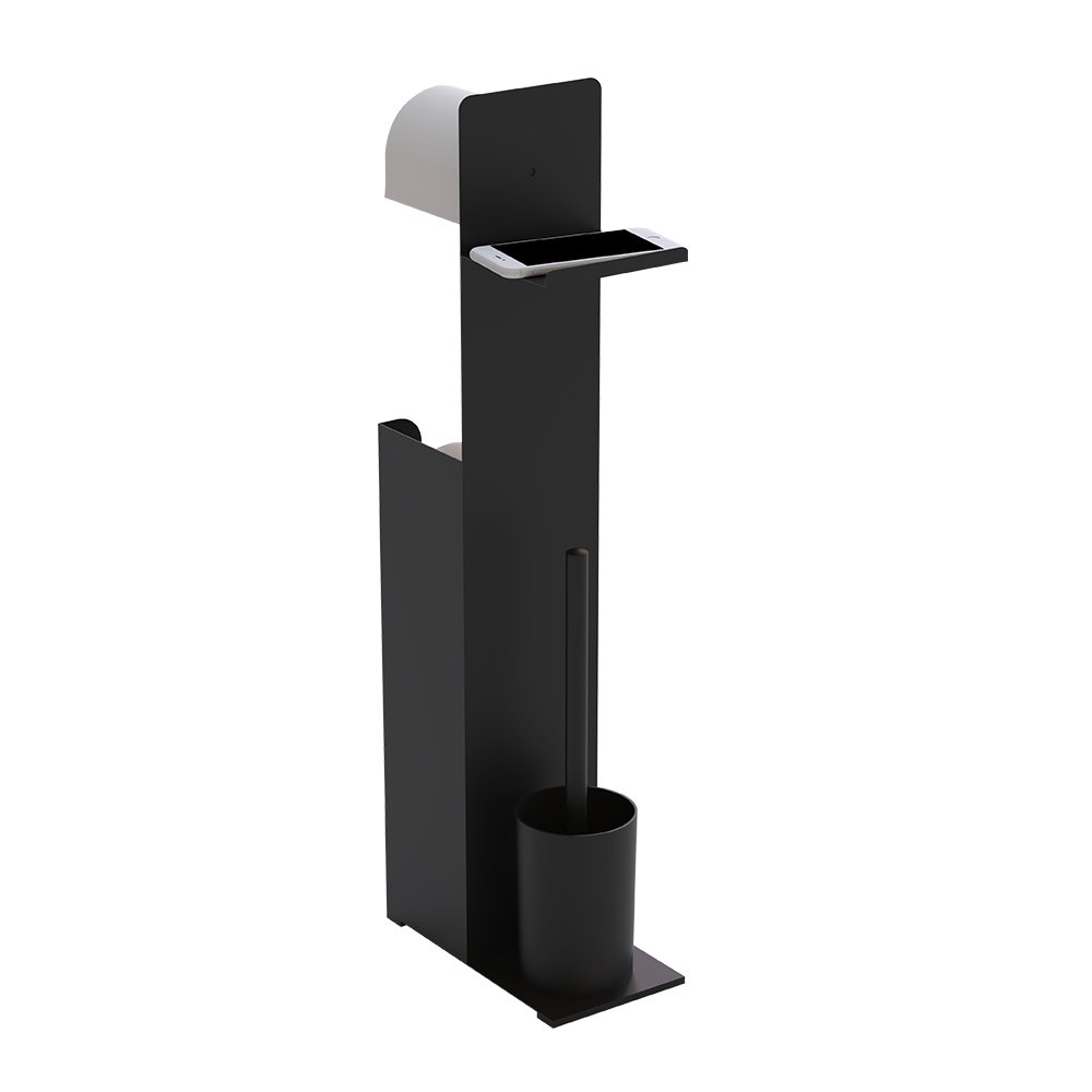 New design iron powder coating toilet roll paper holder with toilet brush