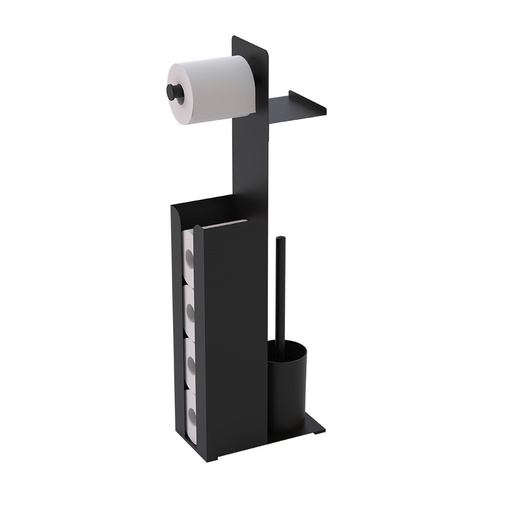 New design iron powder coating toilet roll paper holder with toilet brush