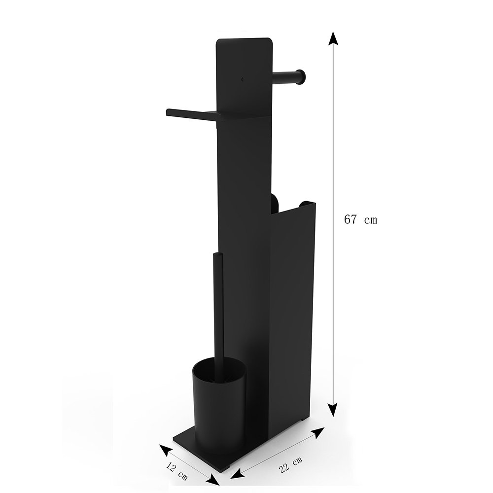 New design iron powder coating toilet roll paper holder with toilet brush