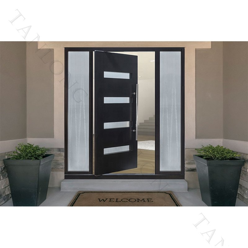 Custom High Quality Wrought Iron Simple Panel Modern Doors Exterior Pivot Design Entry Door