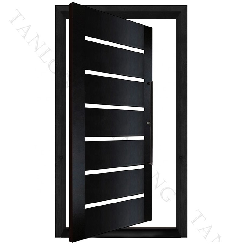 Custom High Quality Wrought Iron Simple Panel Modern Doors Exterior Pivot Design Entry Door