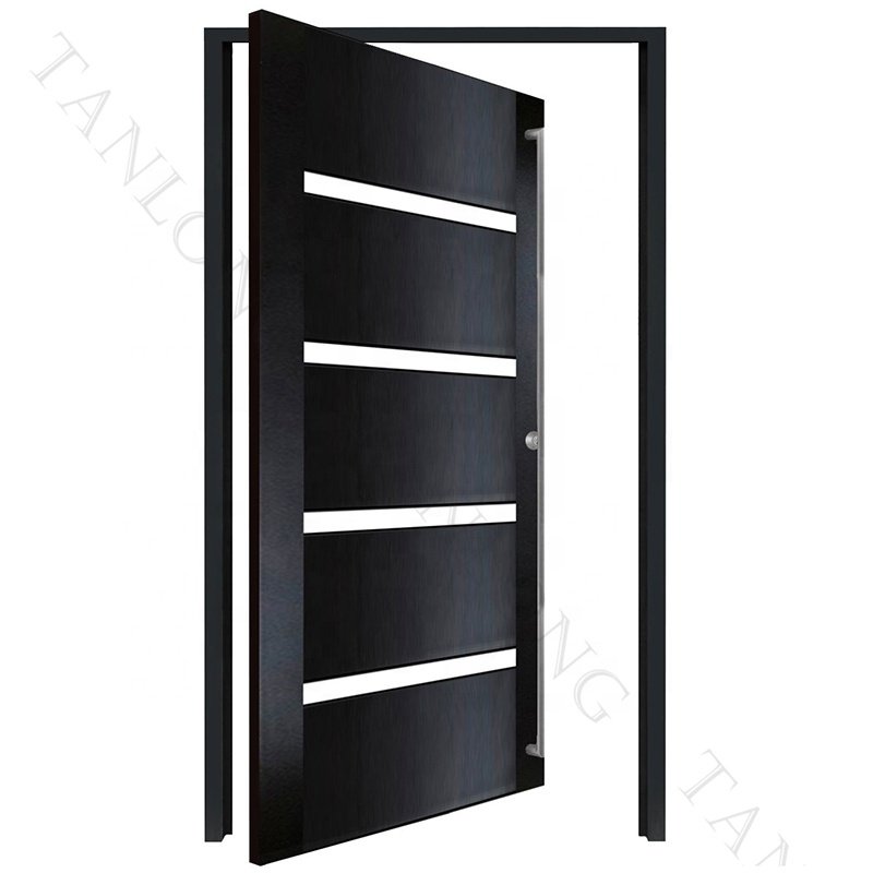 Custom High Quality Wrought Iron Simple Panel Modern Doors Exterior Pivot Design Entry Door