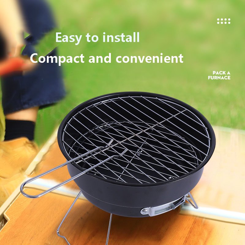 Wholesale 26cm Portable Carbon Oven Foldable BBQ Stove Outdoor Barbecue Happy Home Charcoal Grills Made Iron Metal Steel Barrel