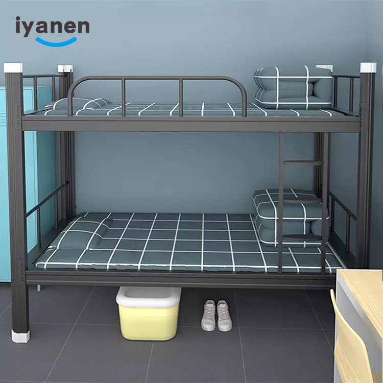 Hostel Black metal bed double sale beliches cama litera doble capa trople litera steel bunk bed metal beds