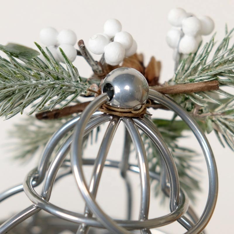 Home Decoration Customized Logo Christmas Lantern Home Decor Iron Silver Candle Holder Metal Candle Stand