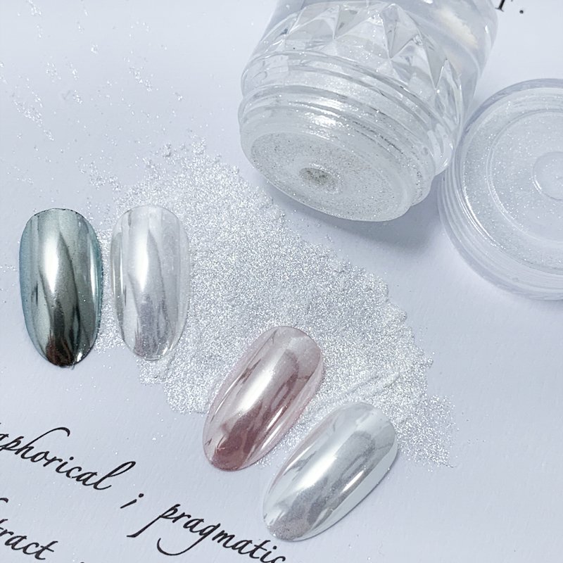 Custom Logo Nail Art Moonlight Chrome Pigment Solid Aurora white mica powder chrome nail powder