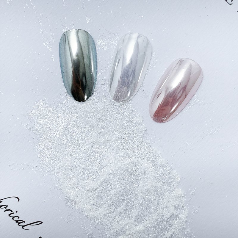 Custom Logo Nail Art Moonlight Chrome Pigment Solid Aurora white mica powder chrome nail powder