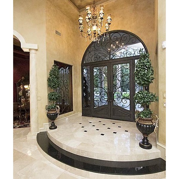 Ikealuminum 2023 iron doors entrance wrought nfrc waterproof sound proof iron glass door double iron glass door For house