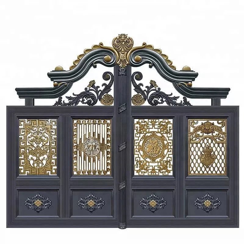 Ikealuminum 2023 iron doors entrance wrought nfrc waterproof sound proof iron glass door double iron glass door For house