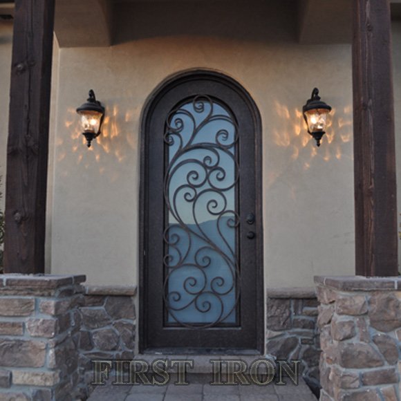Modern steel security iron entrance metal door single swing privacy door