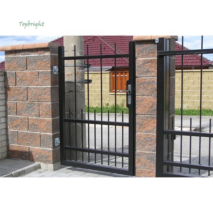 Villa wrought iron powder coated front driveway gate garden black aluminum gates home