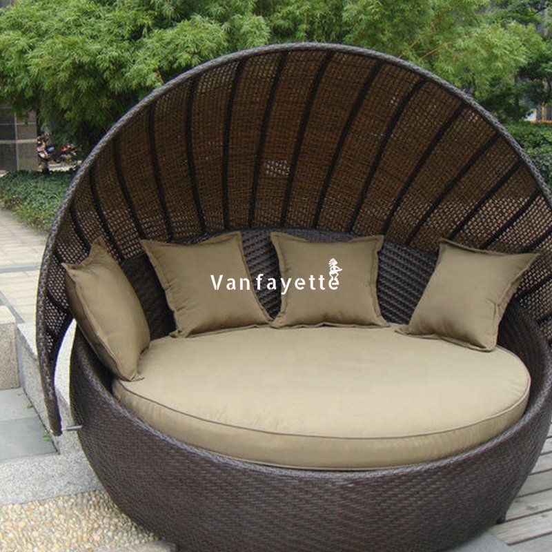 Sun Bed Rattan Pool Furniture Wholesale Beach Cabana Bed Big Sunbed Round Sofa Bed